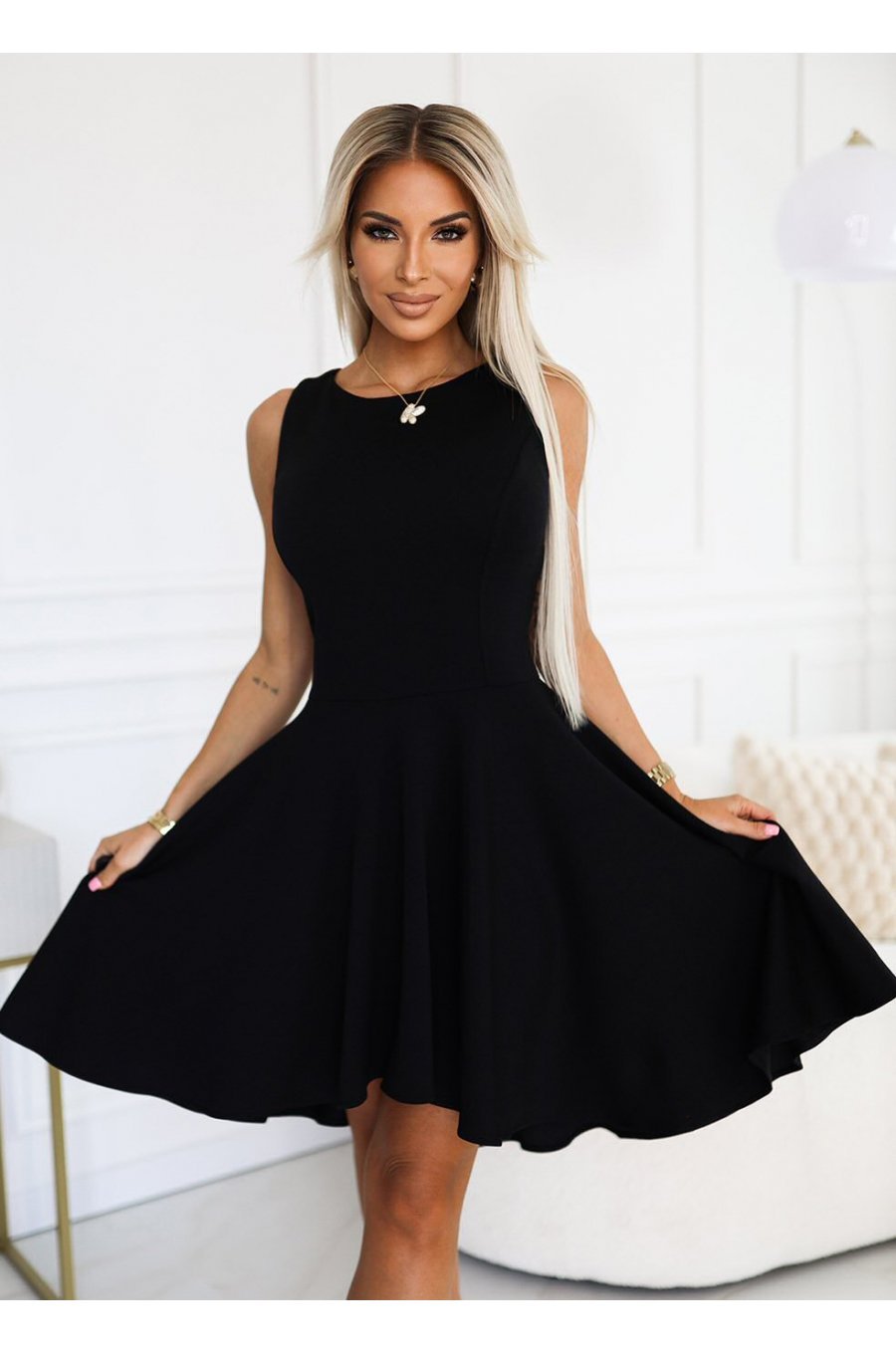 Rochie baby doll scurta neagra asimetrica Euphoria 3 - jojofashion.ro
