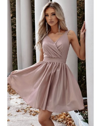 Rochie baby doll scurta bej in clos LisaW Rochii cununie civila, Rochie baby doll scurta bej in clos LisaW - jojofashion.ro