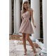 Rochie baby doll scurta bej in clos LisaW 3 - jojofashion.ro