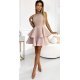 Rochie baby doll scurta, cu dantela pe bust, bej, cu volane suprapuse, Zoey 4 - jojofashion.ro