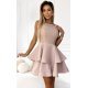 Rochie baby doll cu dantela pe bust bej cu volane suprapuse Zoey 5 - jojofashion.ro