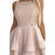 Rochie baby doll scurta, cu dantela pe bust, bej, cu volane suprapuse, Zoey 6 - jojofashion.ro