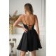 Rochie baby doll scurta din brocard neagra cu bust tip corset Rosalynn 3 - jojofashion.ro