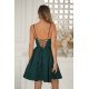 Rochie baby doll scurta din brocard verde cu bust tip corset Rosalynn 3 - jojofashion.ro