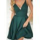Rochie baby doll scurta din brocard verde cu bust tip corset Rosalynn 5 - jojofashion.ro