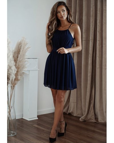 Rochie scurta baby doll din chiffon bleumarin cu umerii goi vaporoasa CristalW2 Rochii bleumarin, Rochie scurta baby doll din chiffon bleumarin cu umerii goi vaporoasa CristalW2 - jojofashion.ro