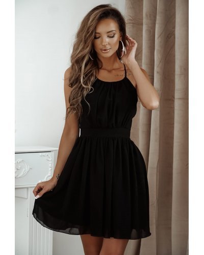 Rochie baby doll scurta, din chiffon, neagra, cu umerii goi, vaporoasa, CristalW2 Rochii negre, Rochie baby doll scurta, din chiffon, neagra, cu umerii goi, vaporoasa, CristalW2 - jojofashion.ro