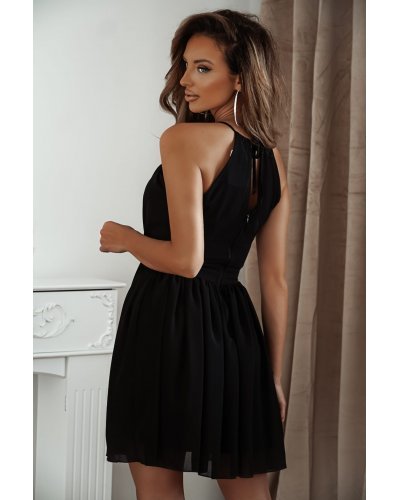 Rochie baby doll scurta, din chiffon, neagra, cu umerii goi, vaporoasa, CristalW2 Rochii negre, Rochie baby doll scurta, din chiffon, neagra, cu umerii goi, vaporoasa, CristalW2 - jojofashion.ro