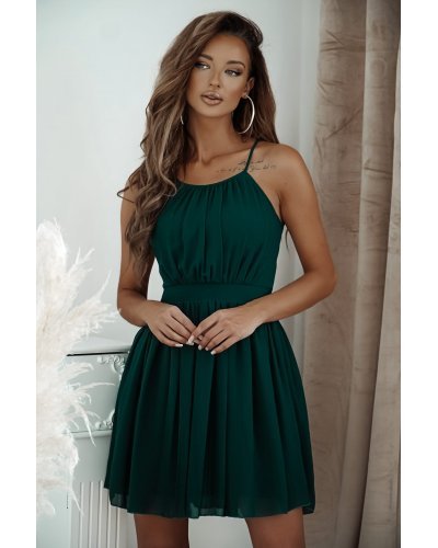 Rochie baby doll scurta, din chiffon, verde smarald, cu umerii goi, vaporoasa, CristalW2 Rochii de Ocazie Elegante, Rochie baby doll scurta, din chiffon, verde smarald, cu umerii goi, vaporoasa, CristalW2 - jojofashion.ro