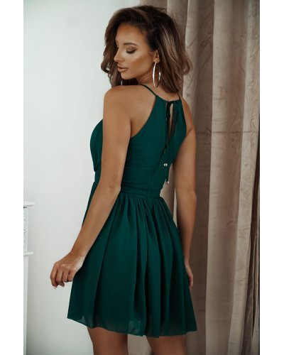 Rochie baby doll scurta, din chiffon, verde smarald, cu umerii goi, vaporoasa, CristalW2 Rochii de Ocazie Elegante, Rochie baby doll scurta, din chiffon, verde smarald, cu umerii goi, vaporoasa, CristalW2 - jojofashion.ro