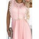 Rochie baby doll scurta roz piersica din dantela si tul Delcia 6 - jojofashion.ro