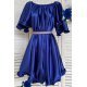 Rochie baby doll scurta din satin albastra Jimena 3 - jojofashion.ro