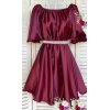 Rochie baby doll scurta din satin burgundy Jimena