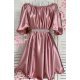 Rochie baby doll scurta din satin roz pal Jimena 3 - jojofashion.ro
