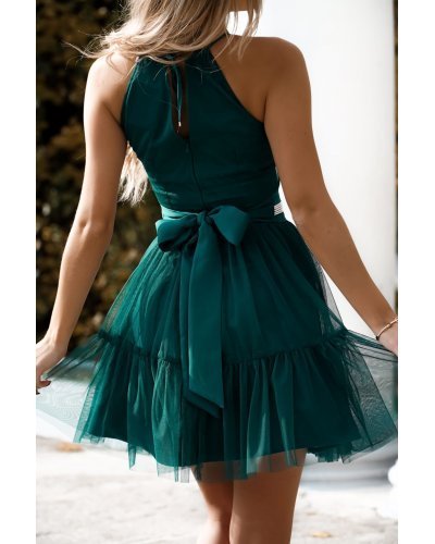 Rochie baby doll scurta din tulle verde smarald cu volane vaporoasa CristalW3 Rochii scurte, Rochie baby doll scurta din tulle verde smarald cu volane vaporoasa CristalW3 - jojofashion.ro