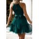 Rochie baby doll scurta din tulle verde smarald cu volane vaporoasa CristalW3 3 - jojofashion.ro