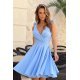 Rochie baby doll scurta, din vascoza baby blue, in clos, Katalina 2 - jojofashion.ro