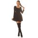 Rochie baby doll scurta, neagra cu funda roz, cu maneca lunga si spate gol, Aimee 5 - jojofashion.ro