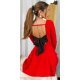  Rochie baby doll scurta rosie cu maneca lunga si spate gol Aimee  2 - jojofashion.ro