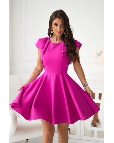 Rochie baby doll scurta roz fucsia cu volane Avery Rochii de zi, Rochie baby doll scurta roz fucsia cu volane Avery - jojofashion.ro