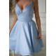 Rochie babydoll scurta baby blue cu bust tip corset Rosalynn 5 - jojofashion.ro