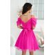 Rochie babydoll scurta roz fucsia din tulle cu umeri goi Cayenne 3 - jojofashion.ro