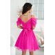 Rochie babydoll scurta, din tulle roz fucsia, cu umeri goi, Cayenne 3 - jojofashion.ro