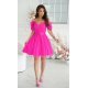 Rochie babydoll scurta, din tulle roz fucsia, cu umeri goi, Cayenne 4 - jojofashion.ro