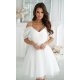 Rochie cununie civila scurta, din tulle, alba, cu umeri goi, Cayenne 2 - jojofashion.ro