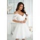 Rochie cununie civila scurta, din tulle, alba, cu umeri goi, Cayenne 4 - jojofashion.ro