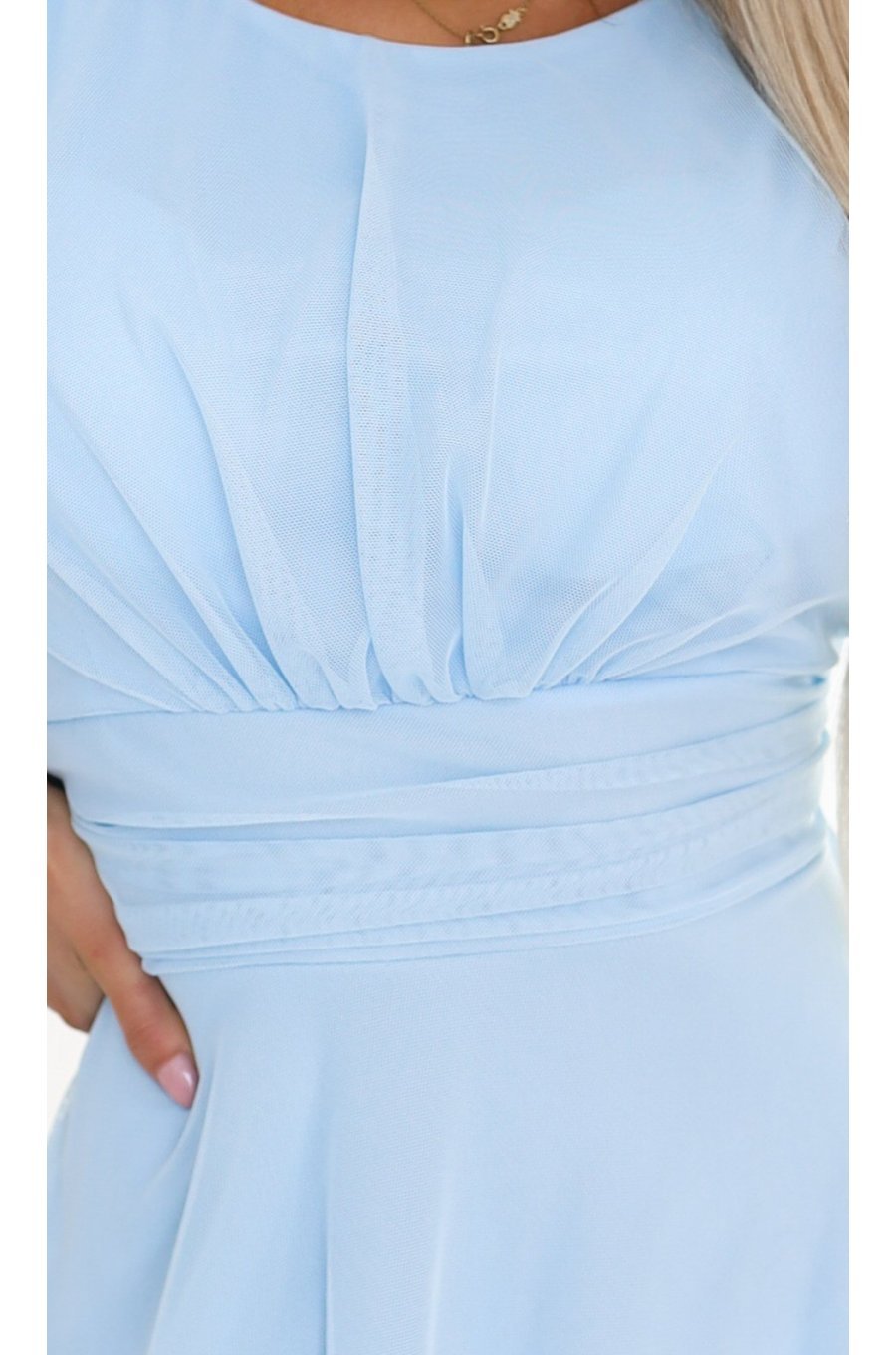 Rochie de ocazie babydoll scurta baby blue vaporoasa Violeta 5 - jojofashion.ro