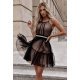 Rochie eleganta baby doll, scurta, din tul, neagra, cu volane, vaporoasa, CristalW1 2 - jojofashion.ro
