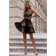 Rochie eleganta baby doll, scurta, din tul, neagra, cu volane, vaporoasa, CristalW1 4 - jojofashion.ro