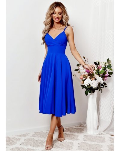 Rochie baby doll midi eleganta albastra din bumbac retro TifaniW3 Rochie baby doll midi eleganta albastra din bumbac retro TifaniW3 - jojofashion.ro