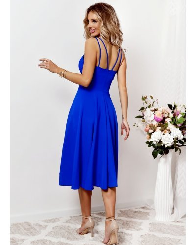 Rochie baby doll midi eleganta albastra din bumbac retro TifaniW3 Rochii de Ocazie Elegante, Rochie baby doll midi eleganta albastra din bumbac retro TifaniW3 - jojofashion.ro
