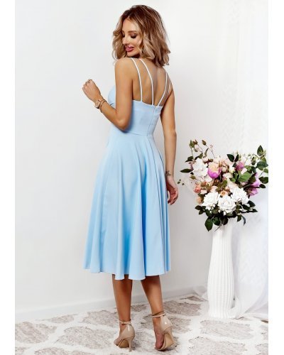 Rochie eleganta baby doll, midi, bumbac baby blue, in clos, retro, TifaniW3 Rochii de vara, Rochie eleganta baby doll, midi, bumbac baby blue, in clos, retro, TifaniW3 - jojofashion.ro
