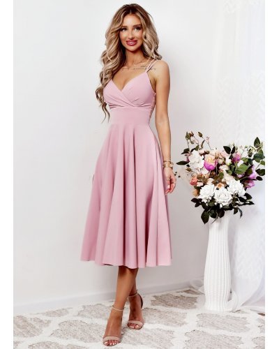 Rochie baby doll, midi, bumbac roz pudra, in clos, retro, TifaniW3 Rochii de Ocazie Elegante, Rochie baby doll, midi, bumbac roz pudra, in clos, retro, TifaniW3 - jojofashion.ro