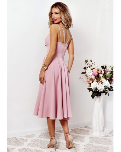 Rochie baby doll, midi, bumbac roz pudra, in clos, retro, TifaniW3 Rochii de Ocazie Elegante, Rochie baby doll, midi, bumbac roz pudra, in clos, retro, TifaniW3 - jojofashion.ro