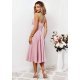 Rochie baby doll, midi, bumbac roz pudra, in clos, retro, TifaniW3 3 - jojofashion.ro