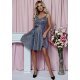 Rochie eleganta baby doll scurta, bumbac cu glitter, argintie, LorenW 3 - jojofashion.ro