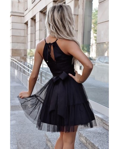 Rochie baby doll neagra din tul cu volane vaporoasa CristalW5 Rochii scurte, Rochie baby doll neagra din tul cu volane vaporoasa CristalW5 - jojofashion.ro