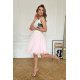 Rochie scurta eleganta baby doll din tul roz pal Caterine 4 - jojofashion.ro