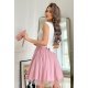 Rochie eleganta baby doll scurta, din tul roz prafuit, Caterine 3 - jojofashion.ro