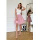 Rochie eleganta baby doll scurta, din tul roz prafuit, Caterine 6 - jojofashion.ro