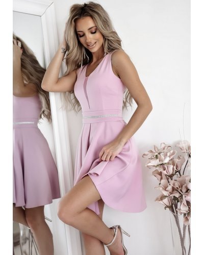 Rochie eleganta baby doll scurta, roz pal, AriaW Rochii cununie civila, Rochie eleganta baby doll scurta, roz pal, AriaW - jojofashion.ro