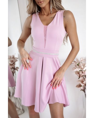 Rochie eleganta baby doll scurta, roz pal, AriaW Rochii cununie civila, Rochie eleganta baby doll scurta, roz pal, AriaW - jojofashion.ro