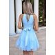 Rochie eleganta baby doll, scurta, tul baby blue, cu volane, vaporoasa, CristalW 3 - jojofashion.ro