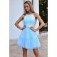 Rochie eleganta baby doll, scurta, tul baby blue, cu volane, vaporoasa, CristalW 4 - jojofashion.ro