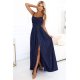 Rochie banchet lunga glitter bleumarin navy cu bust tip corset Precious 2 - jojofashion.ro