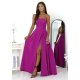 Rochie de banchet lunga roz magenta cu bust tip corset si umeri RossanaW 2 - jojofashion.ro